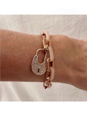 Michael Kors Padlock Rose Gold Blush Acrylic Crystal NEW